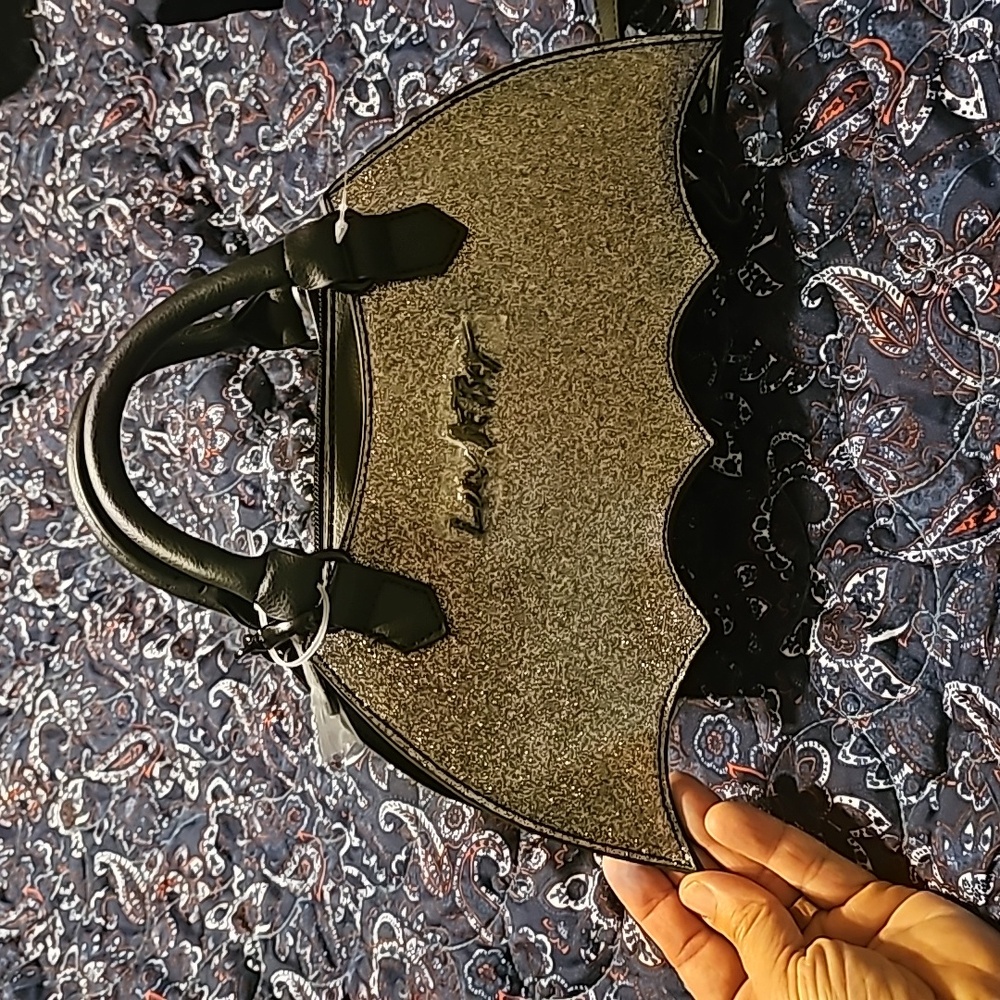 Betsey Johnson Bat Halloweeen Black & Silver Purse